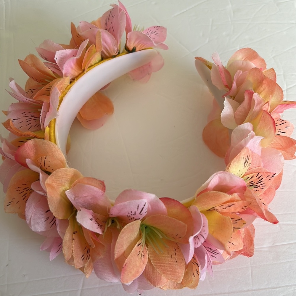 Floral headband pink and orange